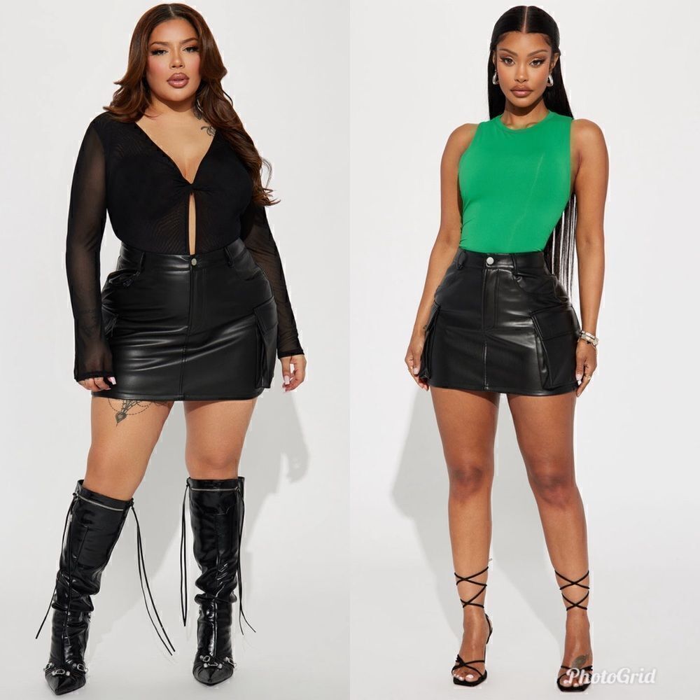 Fashion Nova Unmatched Faux Leather Mini Cargo Skirt